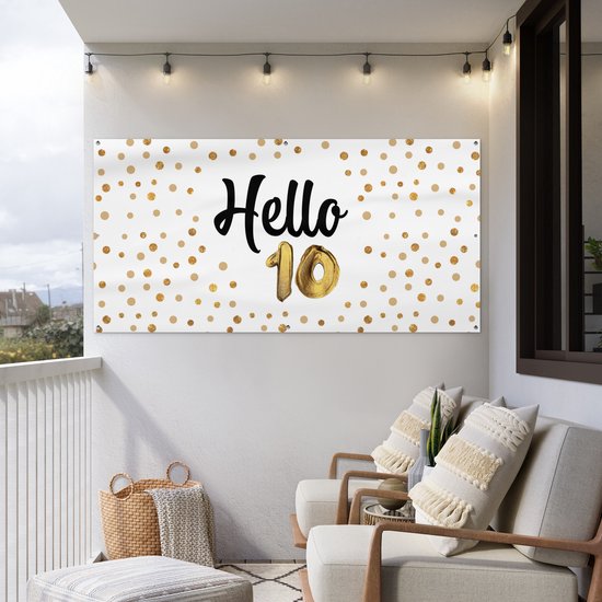 Affiche de clôture Jubilee - Or - 10 ans - 200x100 cm - Toile de jardin