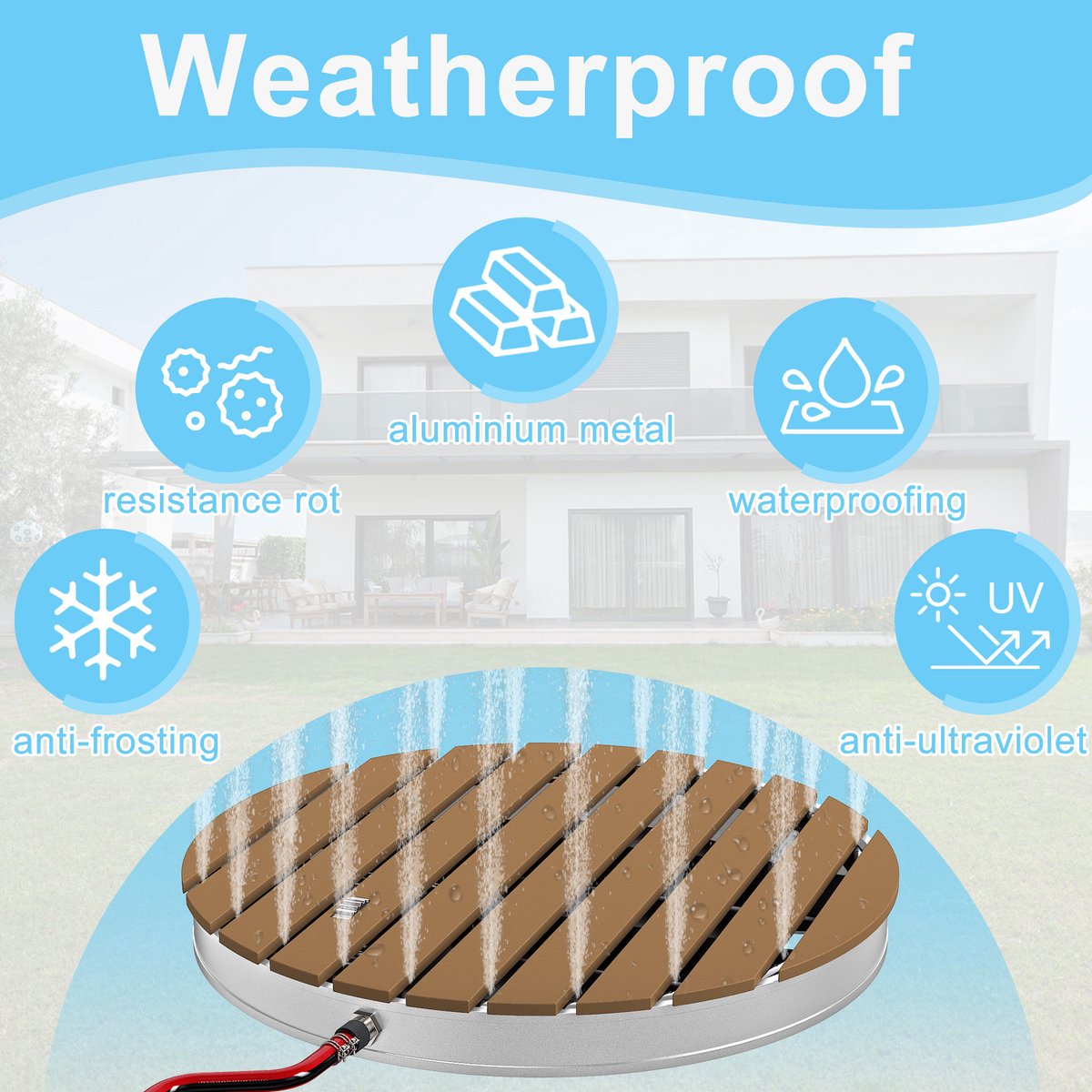 Ronde WPC Tuindouche - Ø70 cm Vloerdouche Houtlook thumbnail 4