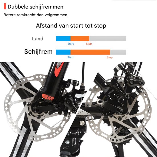 Mountainbike - Voor heren en dames - 18 versnellingen / 3 spaken / schijfremfiets - Aluminium / Oranje / 66 cm van Merkloos — afbeelding 5
