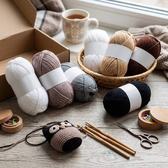 Set de fils multicolores marron beige gris noir blanc 6 pièces fil à tricoter mélange de coton fil pour crochet et tricot écharpes accessoires et projets DIY