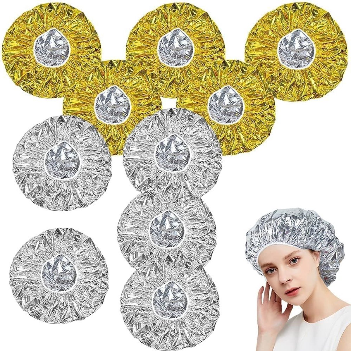 Herbruikbare Aluminium Foil Douchecaps - Set van 10 Verhit Caps voor Haarverzorging, Geschikt voor Mannen en Vrouwen, Ideaal voor Stijlen en Behandelingen