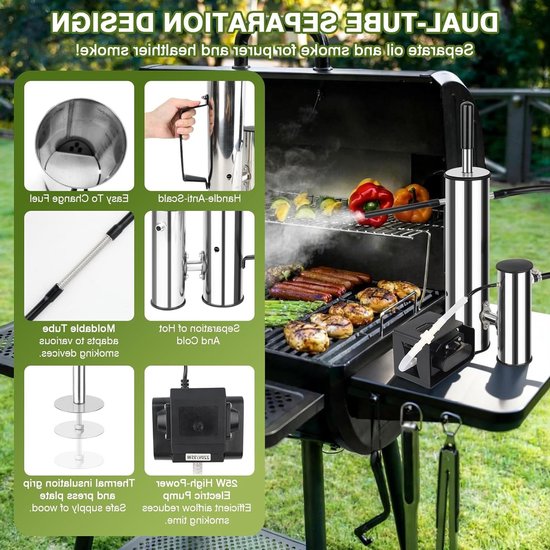 Upgrade RVS Koud Rookgenerator voor Rookovens met Pomp - Ideaal voor BBQ en Roken van Vlees, Vis en Kaas — afbeelding 2