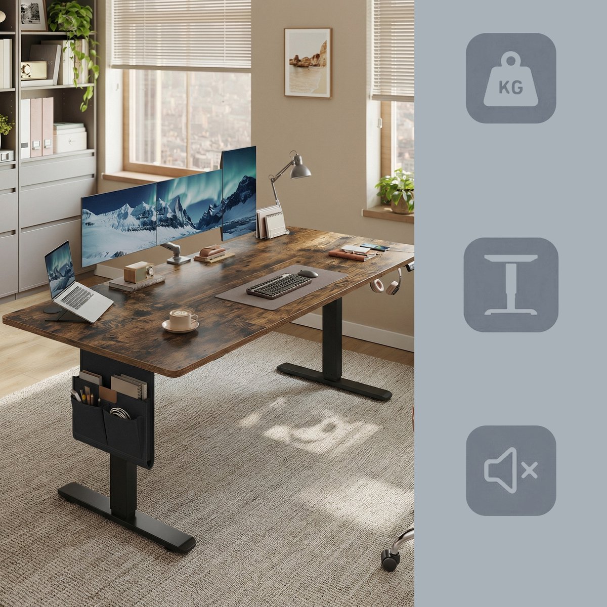 SONGMICS - Zit Sta Bureau - In Hoogte Verstelbaar thumbnail 6