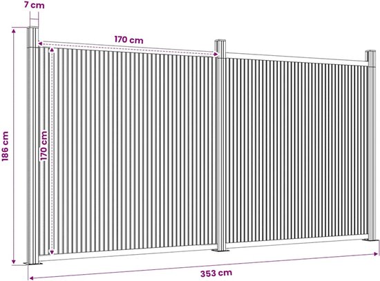 vidaXL-Panneau de clôture-353x186-cm- HKC-marron