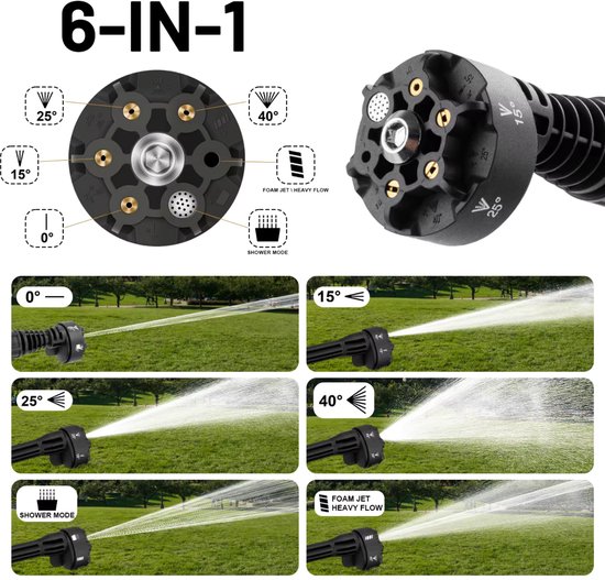 Novari Hogedrukreiniger - Hogedrukspuit - Autowasmachine - Power washer - Draadloos - 4 versnellingen - 2 accu's - Borstelloos van Merkloos	 — afbeelding 5