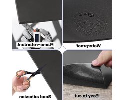Closed Cell Foam Roll 300 mm x 1.5 mm x 2 m, Zelfklevende Foamplaten, Neopreen Achterkant, Rubbermat, Zwart voor Meubelbescherming, Vloerbeschermers en Kieren Opvullen