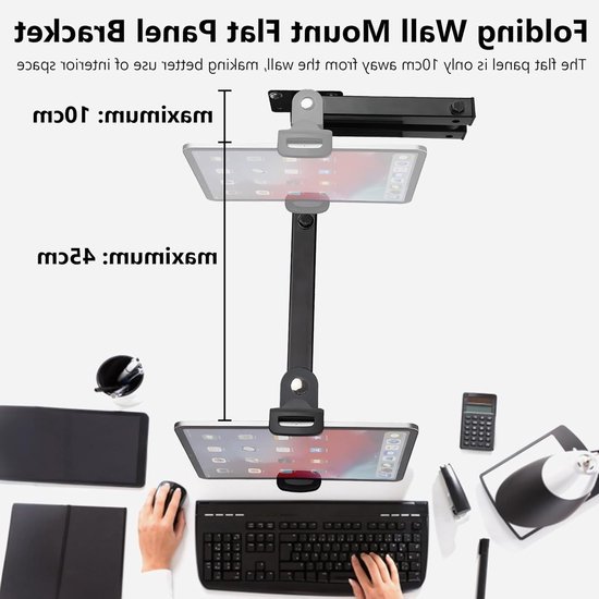 Verstelbare Tablet Wandbeugel met 360° Rotatie, Geschikt voor 4-13 Inch Apparaten, Ideaal voor Thuis en Kantoorgebruik van Merkloos — afbeelding 2