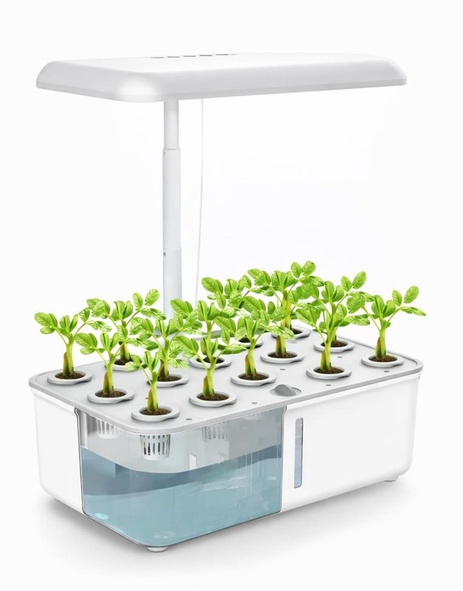 ITRONIQ Kweekbak Hydrocultuur met Led - Indoor Kruidentuin - 14 Pods - Automatisch Kweeksysteem - 5L Watertank - Wifi - Wit