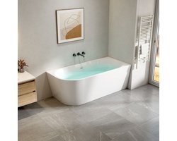 SaniGate Hoekbad Rechts 170x78x58 cm – Acryl – Glanzend Wit – Inclusief Afvoerset & Click Waste – Ruimtebesparend Ligbad