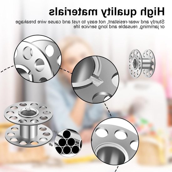 36 Stuks Metalen Spoelen voor Naaimachines met Transparante Opbergdoos, Universeel Compatibel, Naaigerei voor DIY en Creatieve Projecten — afbeelding 2