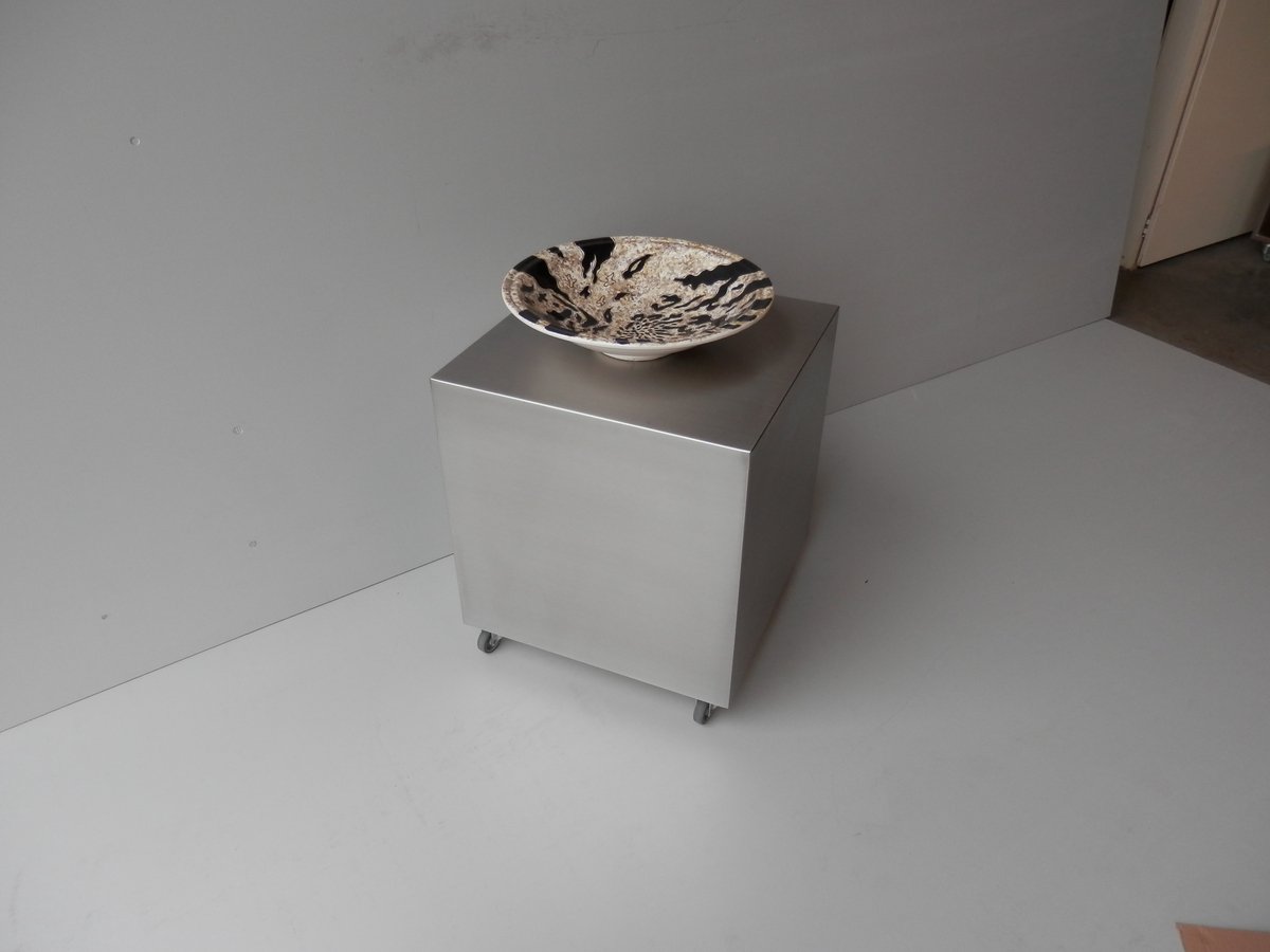 RVS Bijzettafel, RVS Bloktafel, Tafel RVS, RVS Kubus, RVS Tafel, Bijzettafel op wielen.