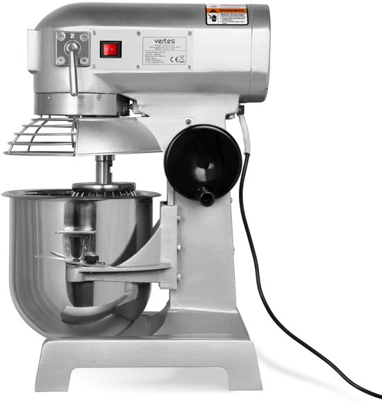 VERTES Professionele deegkneder, deegmachine met planetaire mengarm, inhoud 10 l, roestvrijstalen mengkom, mengblad, deeghaken en garde, 2 snelheden: 170 en 340 rpm van Vertes — afbeelding 4
