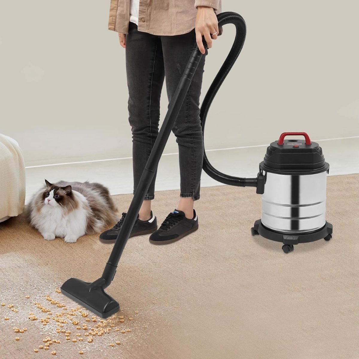 Nexvo® Karcher - Karcher Stofzuiger - Bouwstofzuiger - Festool Stofzuiger - Bouwstofzuiger Zonder Zak - Zilver - 45cm x 32cm x 35cm thumbnail 8