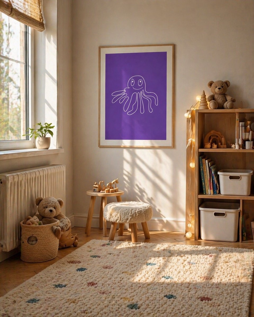 Octopus Kinder Poster | Octopus Kinder Poster | Speelse Poster Voor Kinderen | A2 Formaat 42x59,8