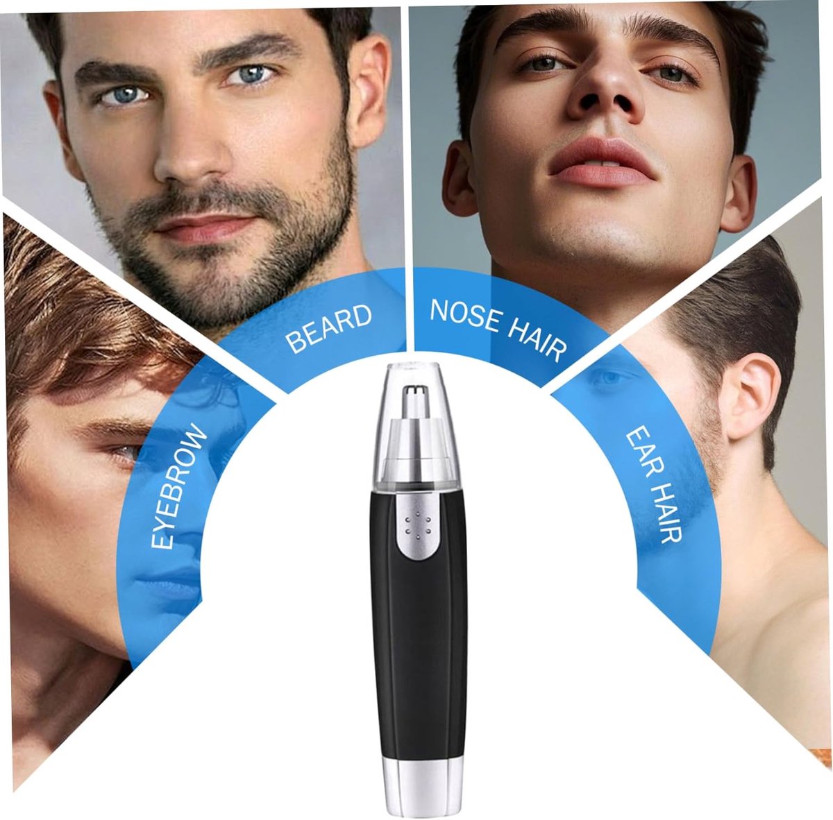 Multifunctionele Elektrische Neushaartrimmer, Veilige & Waterbestendige Trimmer voor Neus, Oren en Wenkbrauwen, Zwart-Zilver