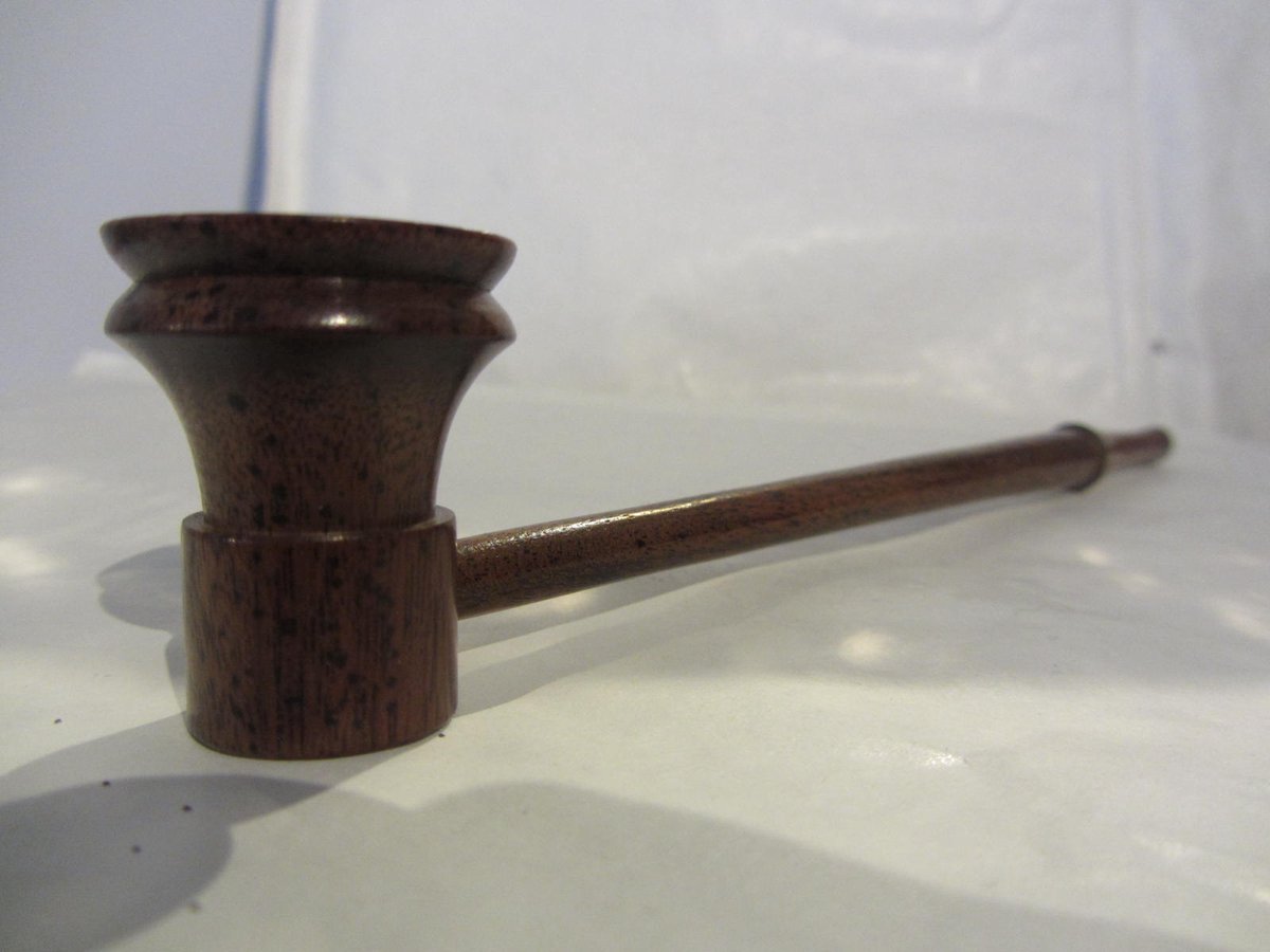 Sadhu Split Carved Long Wooden Pipe 20 cm