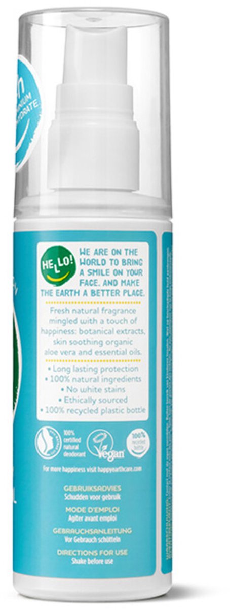 Happy Earth Deodorant Spray Cedar Lime - 100% Natuurlijk - 24 uur Bescherming - 100mL