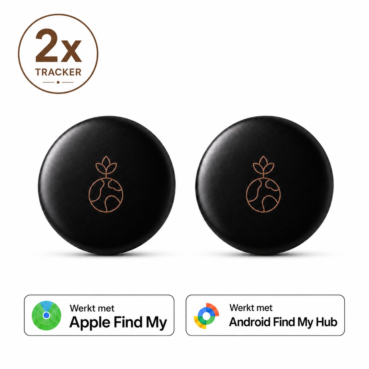 Wise Buyer® GPS Tracker - Werkt met Apple Find My & Android Find My Device - Smarttag - Locatie Tracker - Real-time Locatie Volgsysteem- Zonder abonnement - Sleutelvinder/Keyfinder - 2 Pack - Sleutels, Fiets, Auto, Kat, Hond & Kind - Zwart