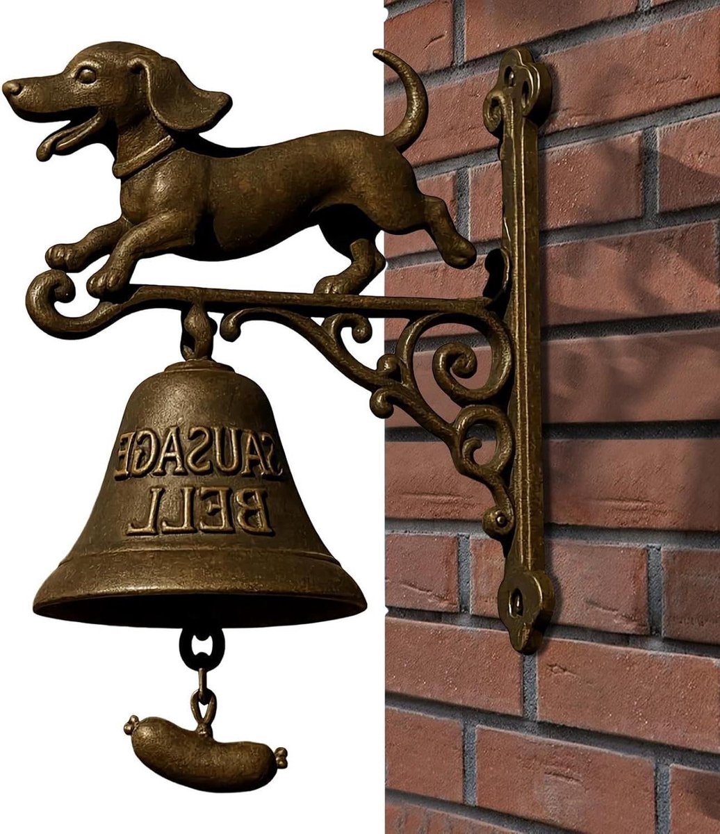 Deurbel Teckel Vorm - Heksenbel Tuindecoratie - Bezoekers Aankondigen - Handgemaakte Metalen Constructie - 20 cm - Teckel