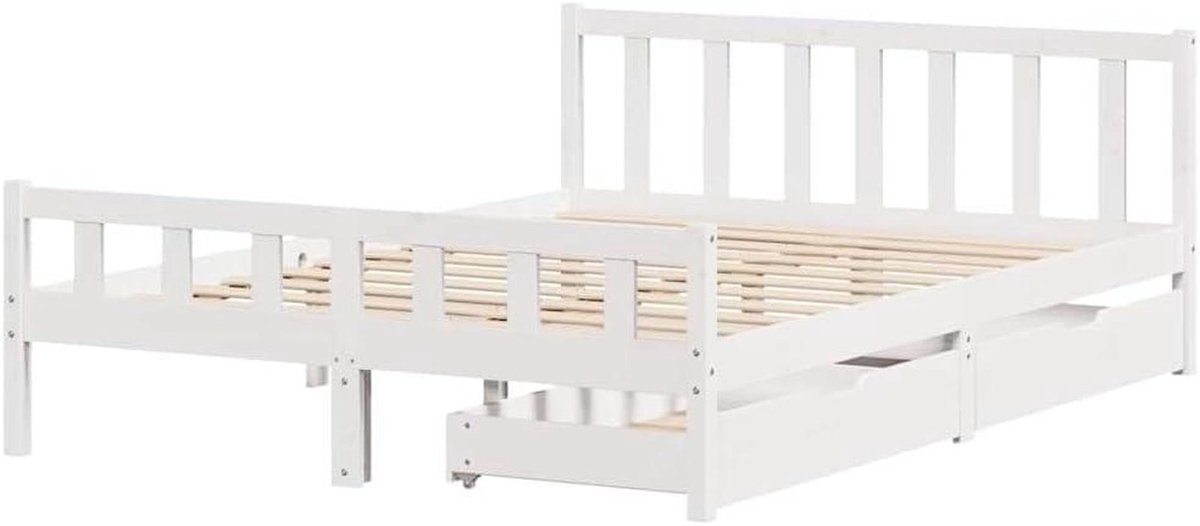 Bedframe met lades - Houten bed - Slaapkamer opbergen - Massief grenenhout - 160x200 cm - 