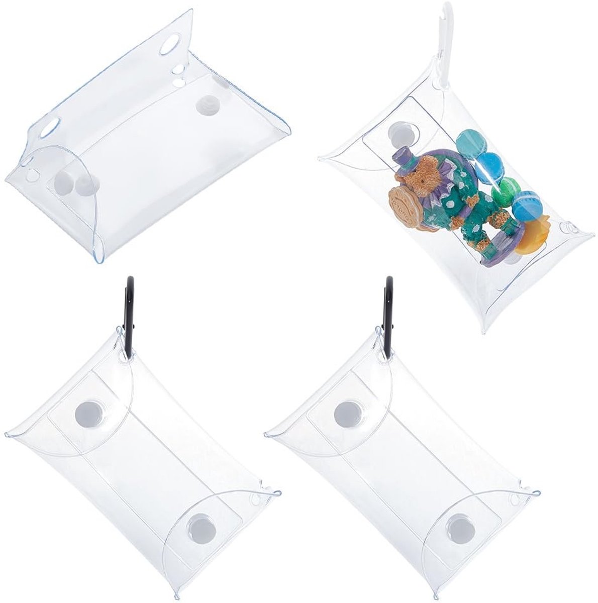 Dailygoods - Set van 4 Transparante Opbergzakken met Karabijnhaak