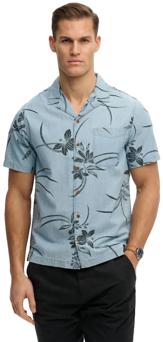 Superdry Vintage Loom Cabana Overhemd Met Korte Mouwen XL Man Blauw