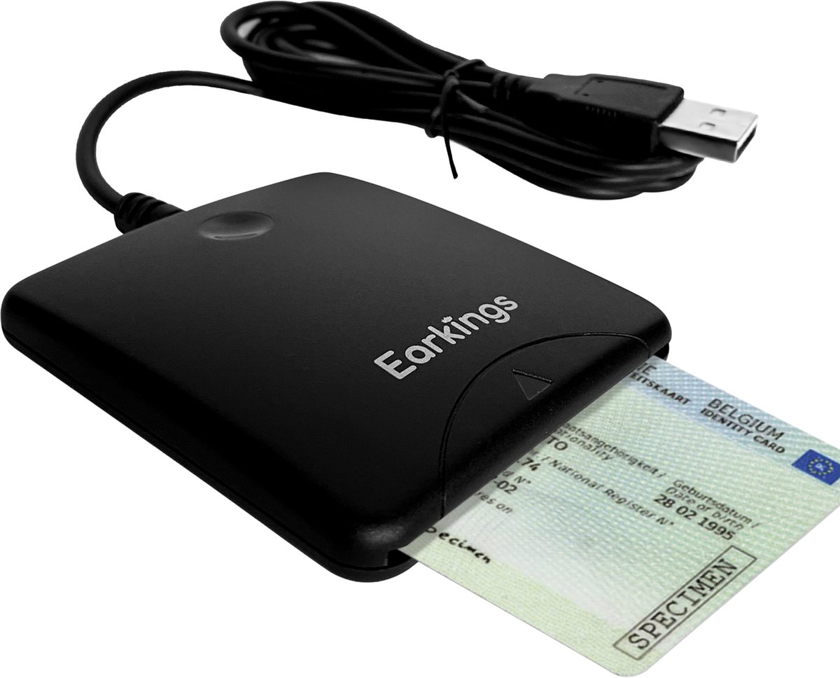 eID Kaartlezer Identiteitskaartlezer - Card Reader voor Identiteitskaart, CreditCards en overige Smart Cards - EarKings Kaartlezer Identiteitskaart geschikt voor MAC en Windows