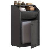 Verborgen Afvalbakkast met Klapdeksel & Verborgen Vakken - Staande Houten Prullenbak Geschikt voor Keuken, Wasruimte, Balkon met Geverfd, Meerdere Ruimtes (Zwart), 89,92x44,96x35,56 cm cm