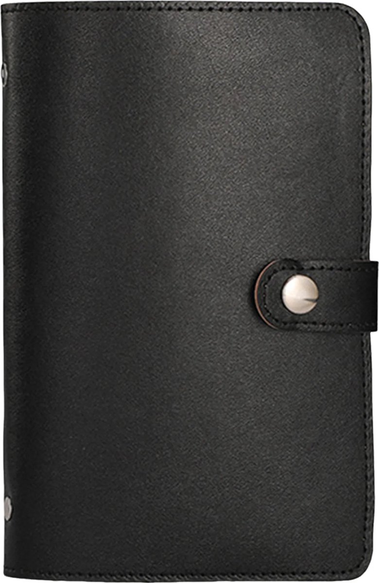 Notitieboekje voor het sparen van geld, 50 pagina's, boekje voor het organiseren van contant geld, spaarpot met transparant vakje, organizer voor zakgeld, pasjes en foto's - zwart.