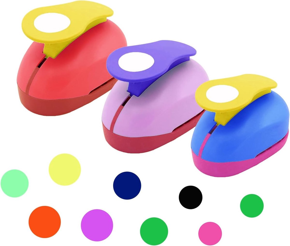 Set van 3 Ronde Paper Punches voor Scrapbooking en Creatief Knutselen - 8, 16, 25mm Motieven voor Foto's en Wenskaarten