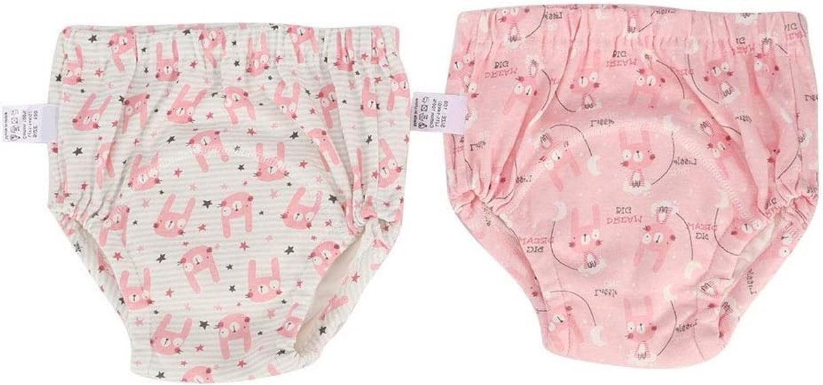 Comfortabele Katoenen Training Pants voor Peuters - 2 Stuks, Geschikt voor Toilettraining en Potty Training met Schattig Konijnenpatroon