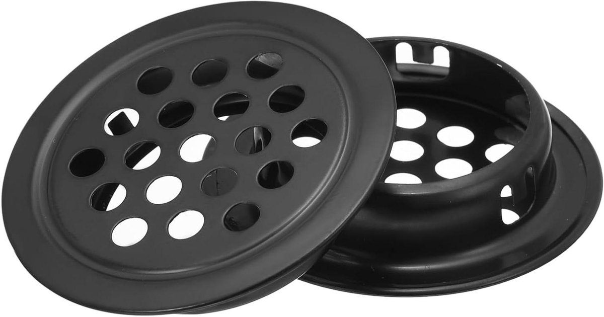 Ventilatierooster Rond - Mesh Gat - Meubel Ventilatie - Roestvrij Staal - 29mm Diameter - Zwart