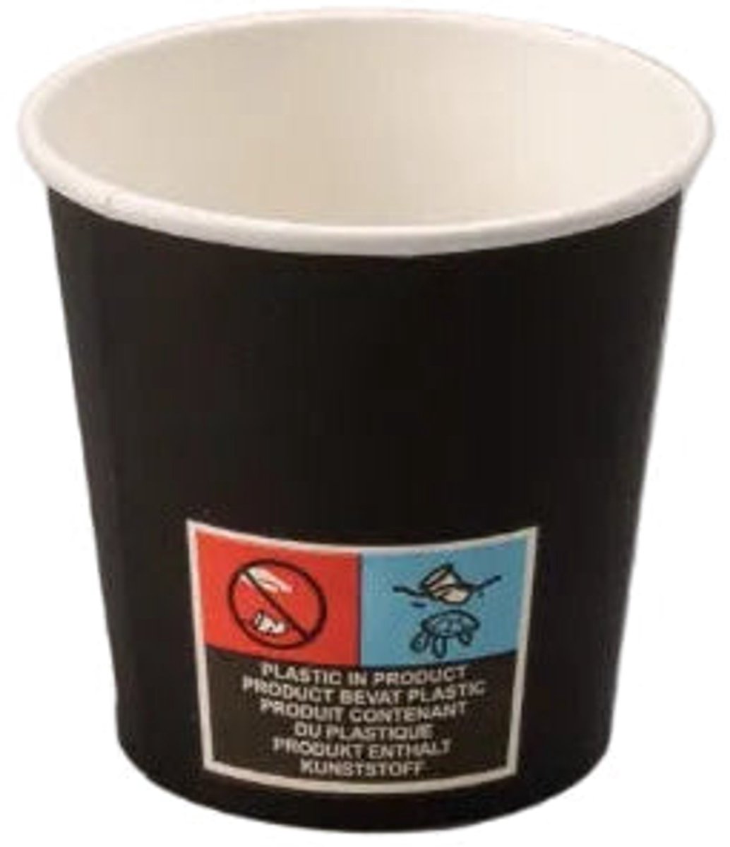 1000x Kartonnen koffiebeker 120cc 4oz zwart FSC Mix Credit - Lasentopack
