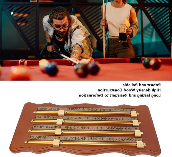 Score Keeper voor Snooker en Biljart - Club Accessoires van Hout - 4 Sporen Scorebord - Bruin Kleur. — afbeelding 2