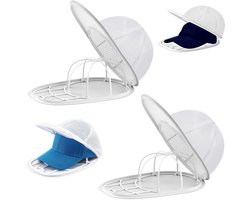 2-delige hoedenrek - Wasrek voor baseballpetten - Gebogen hoedenrek - Inclusief waszak met ritssluiting - Voorkomt vervorming van de hoed - Wasaccessoire - Geschikt voor hoeden met een hoofdomtrek van 53 cm (34 x 24,5 cm - Wit)