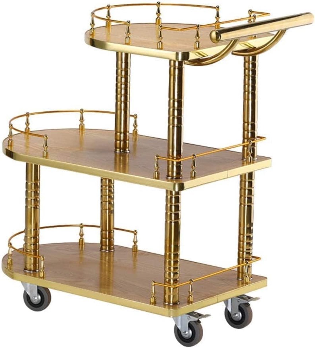 Serveertrolley 3-Laags op Wielen 82,5 x 77 x 40 cm – Luxe Metalen Barwagen & Drank Trolley voor Horeca, Hotels & Restaurants – Catering Serveerkar met Remwielen – Mobili Bella
