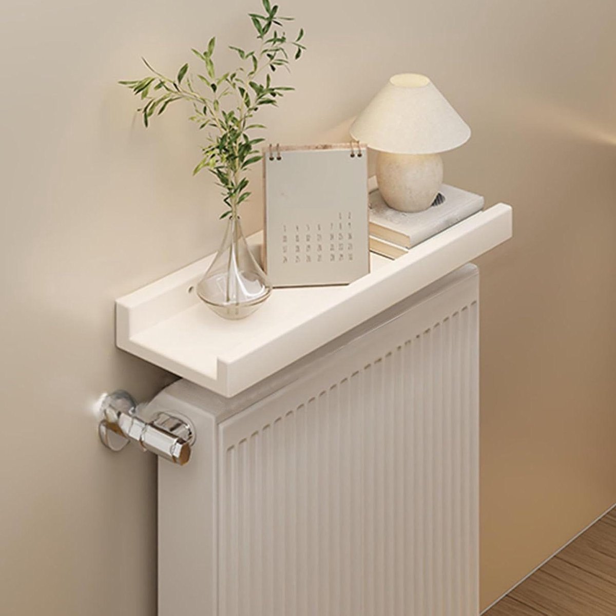 Houten plank - Opbergrek radiator - Ruimte maximaliseren - Sterk en duurzaam - 120x12cm - Wit