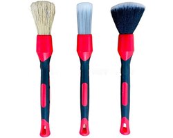 Auto Interieur Borstels - Detailing Set - Stof Verwijderen - Wasbare Borstelharen - 24 x 9 x 2 cm - Rood