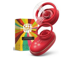 PureVibe® Evoque 3-in-1 Likkende Luchtdruk Vibrator voor Clitoris - Sex Toys voor Vrouwen - Vibrators voor vrouwen - Sekspeeltjes - Cadeau voor Koppels | Deep Red