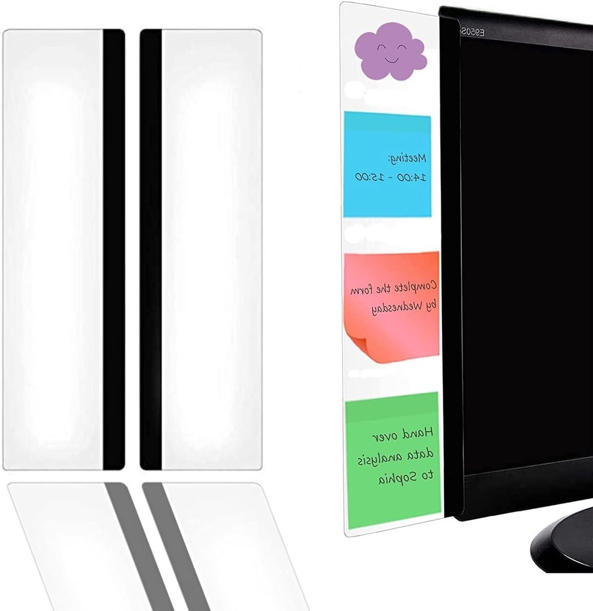 Multifunctioneel Memo Bord voor Computer, Zelfklevend Notitiepaneel van Acryl, Ideaal voor Berichten en Organisatie aan de Zijkant van je Monitor