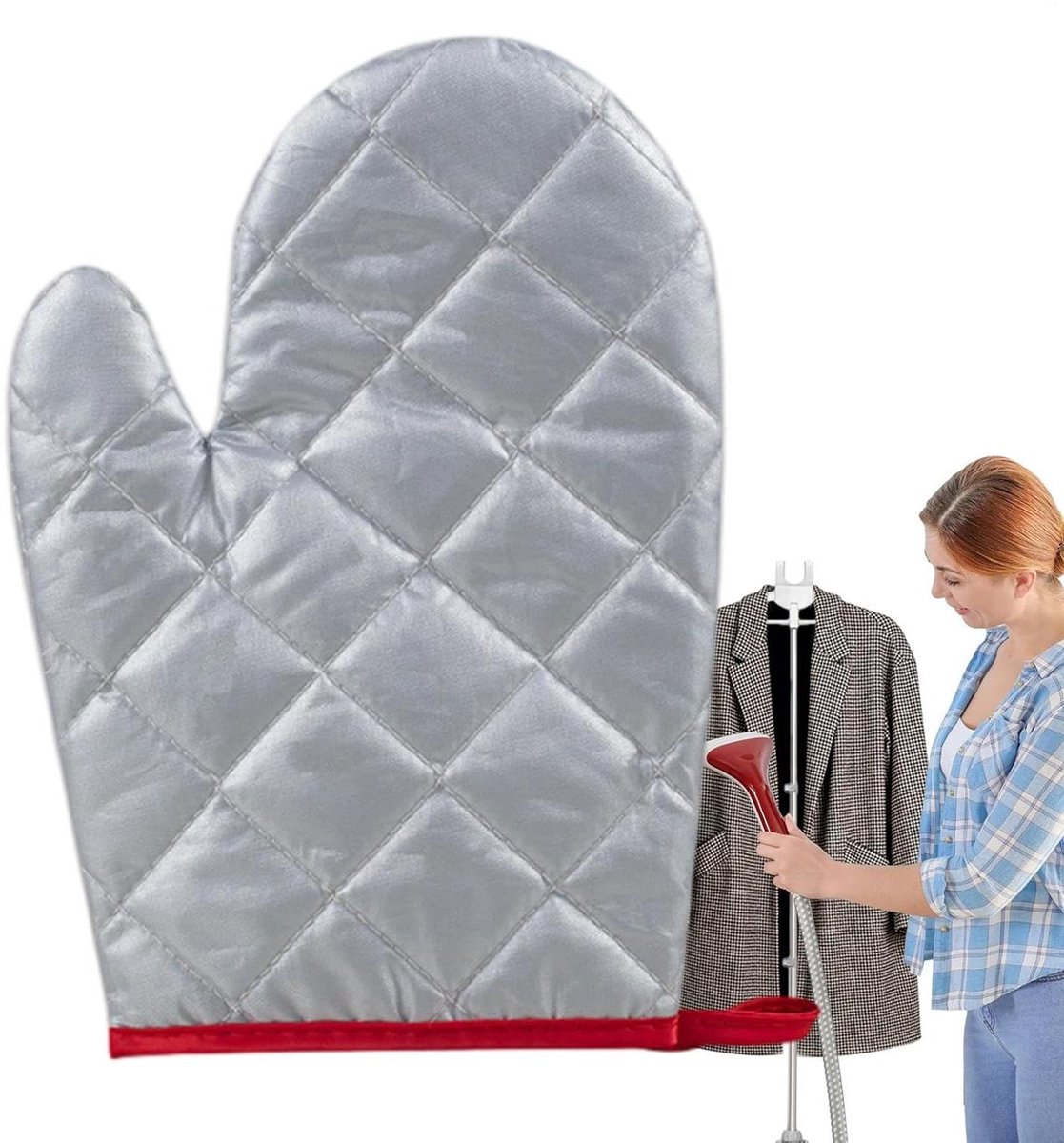 Kledingstomer Strijkhandschoenen - Anti-stoomhandschoen Hittebestendig - Kleding Stomen - Drievoudige Isolatie Bescherming - 23x13 cm - Zilver