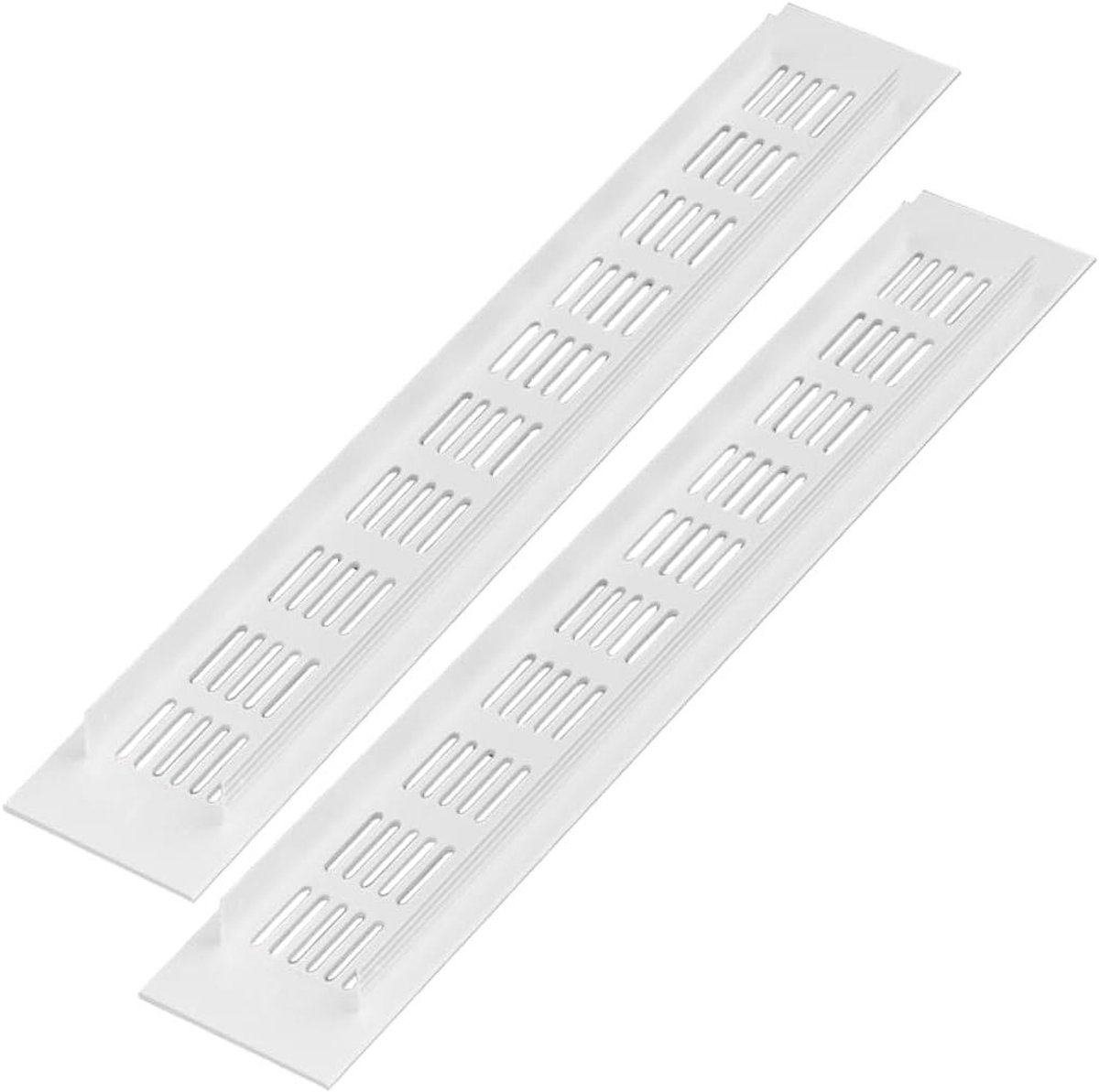 Ventilatierooster Set - Afvoerlucht Roosters - Kast Ventilatie - Aluminium Legering - 60 x 400 mm - Wit