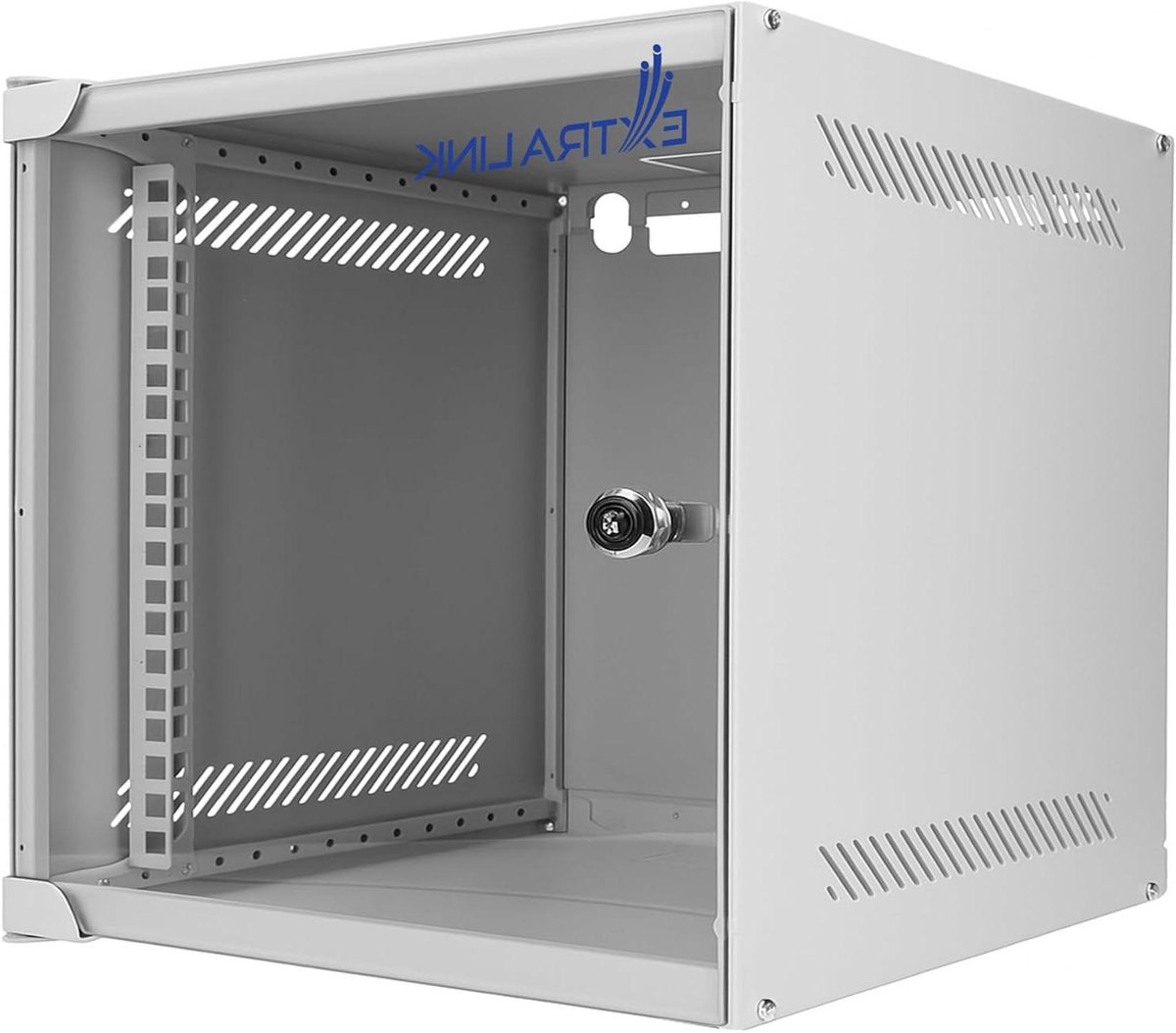 Netwerkkast 10 inch - Serverkast Wandmontage - Apparatuur Opbergen - Geperforeerde Ventilatie - 6U 310mm Diep - Grijs
