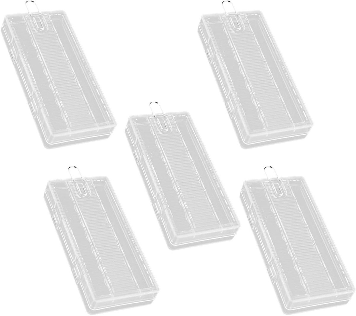 Batterij Opbergdoos - Batterijhouder Organizer - Batterijen Opbergen - Transparant Ontwerp - 5 Stuks - Transparant