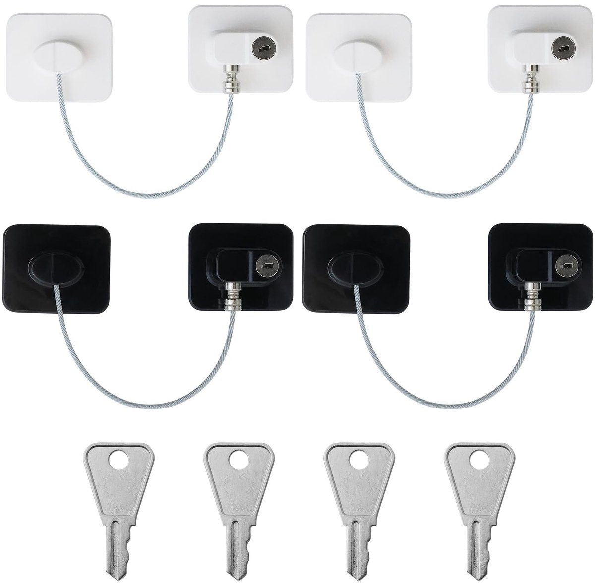 Dailygoods - 4 Stuks Kinderbeveiliging Raambeveiligingen met Sleutels