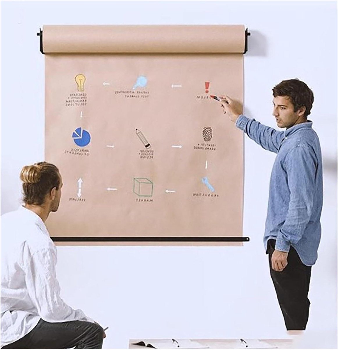Papierdispenser met snijder - Kraftpapier houder - Organiseren en schrijven - Aan de muur monteerbaar - 30 cm breed - Zwart