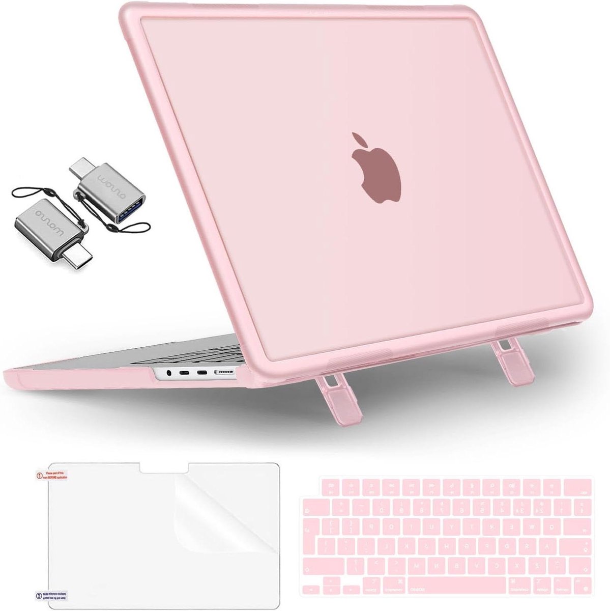 Laptop Hardcase - Beschermhoes - Laptop Bescherming - Met Ingebouwde Standaard - 16 inch - Roze