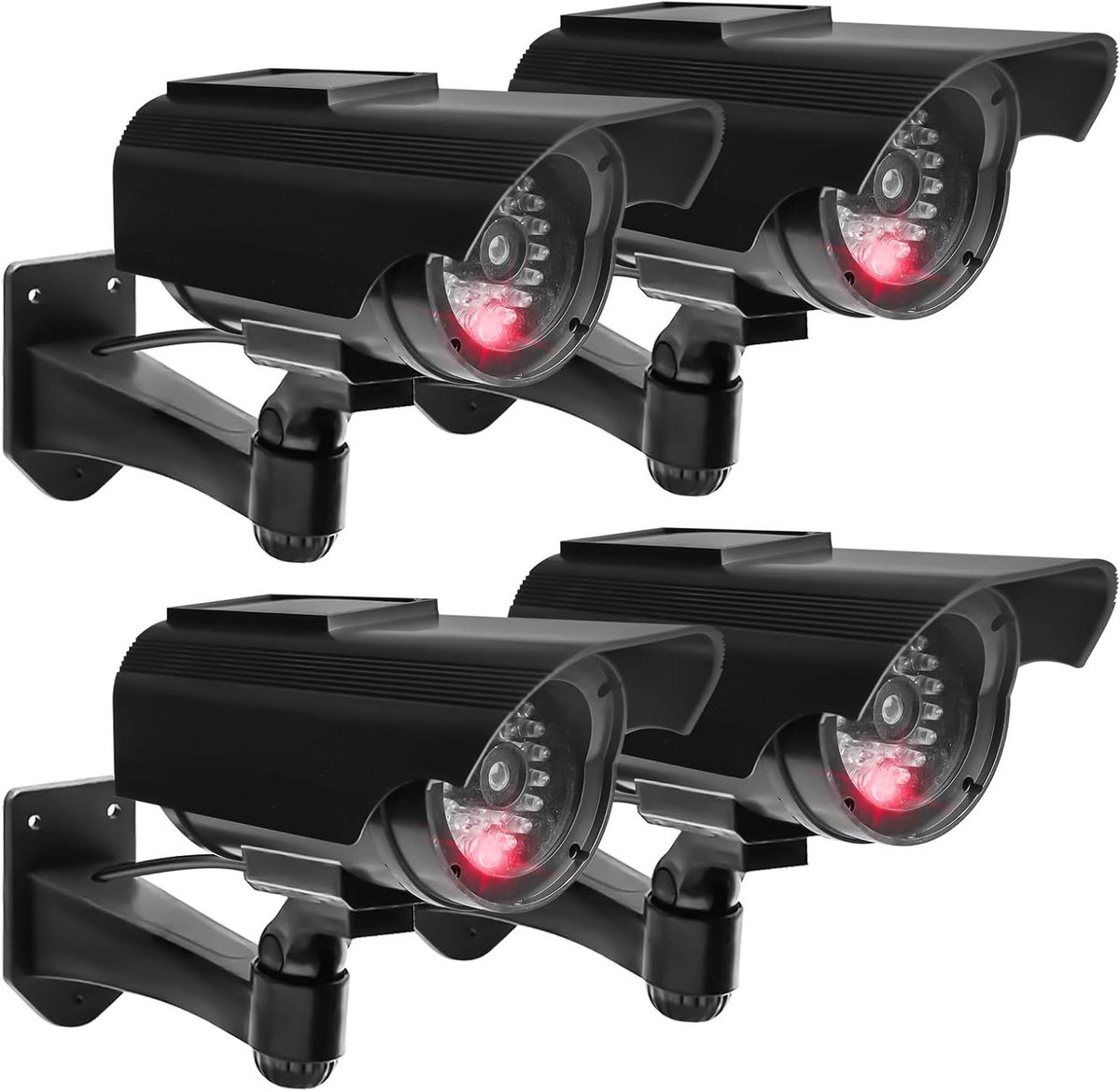 Dummy camera - Veiligheidscamera imitatie - Diefstal afschrikken - Knipperende LED - 4 stuks - Zwart