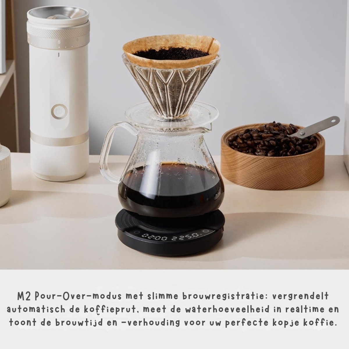 TIM® Koffie Weegschaal - Weegschaal - Scale - Zwart - Oplaadbaar - Zwart - 11cm x 11cm x 3cm