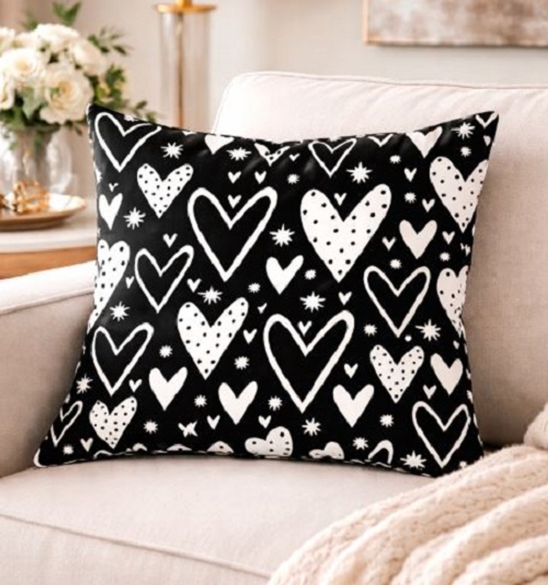 Black & White Living Collection Kussenhoes - 45 x 45 cm